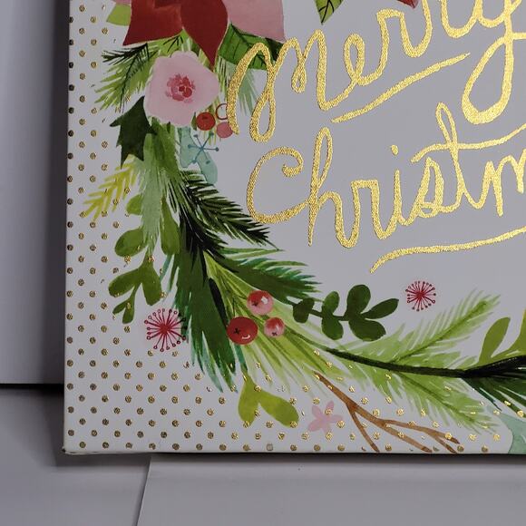Square "Merry Christmas" Poinsettia Wreath Sign - Picture 6 of 14